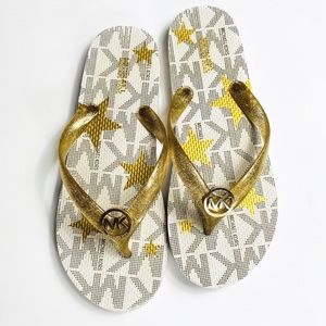 Michael Kors White, Gold, & Silver Flip-flop- 7M